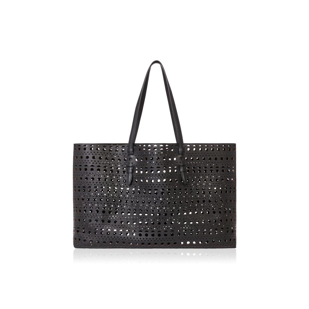Alaia 'Mina' Black Leather 44 Textured Leather Tote